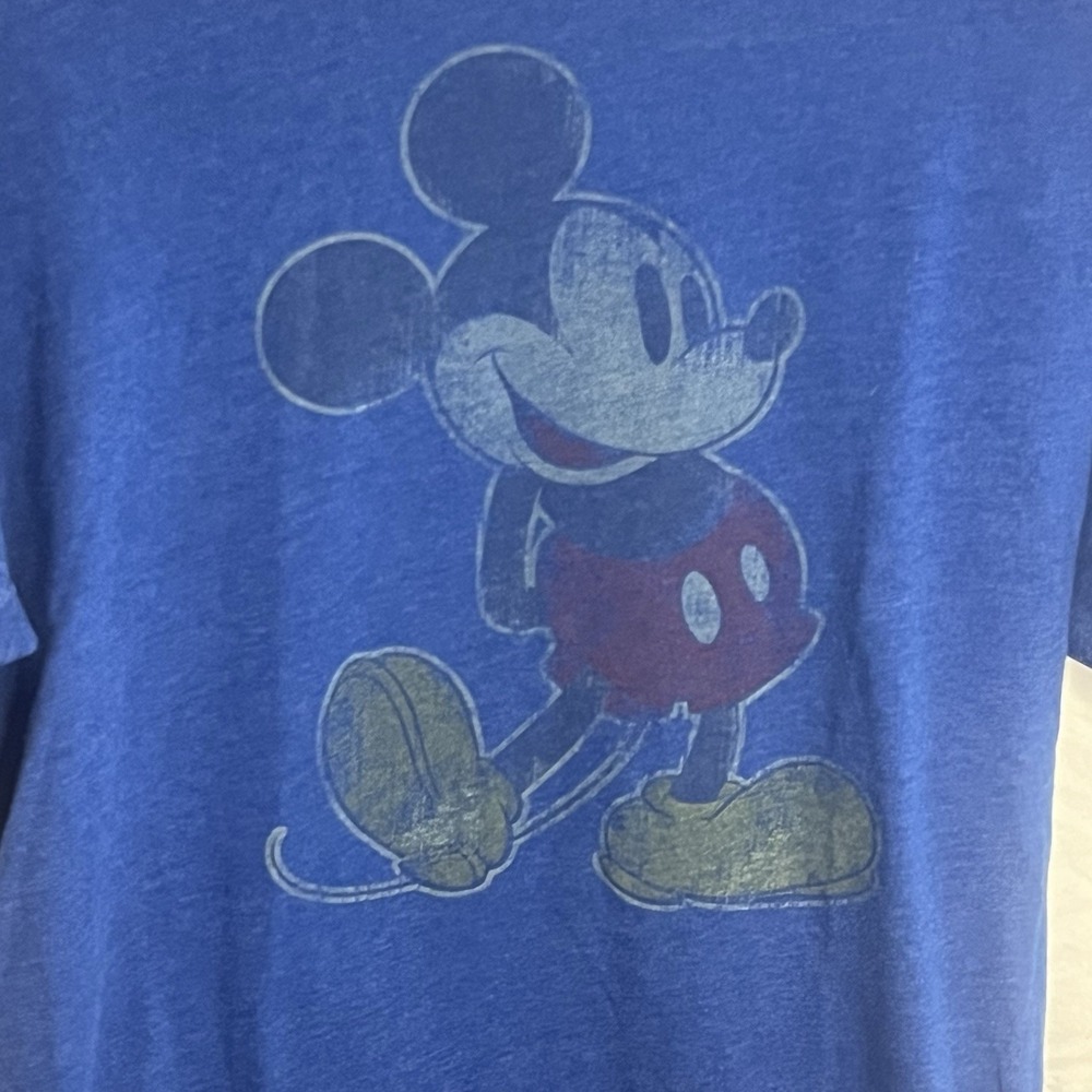 Disney Parks Mens‎ T Shirt Large Mickie Mouse Logo Cotton Heather Blue - Picture 5 of 5